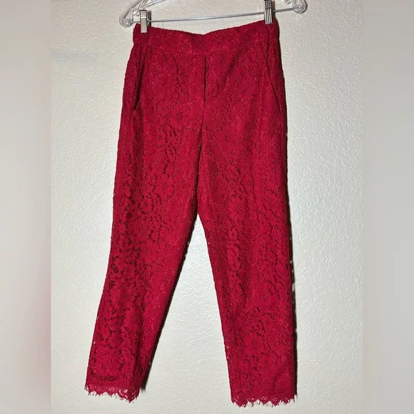 J. Crew Vibrant Red Lace Garment SIZE 00 - Picture 2 of 12